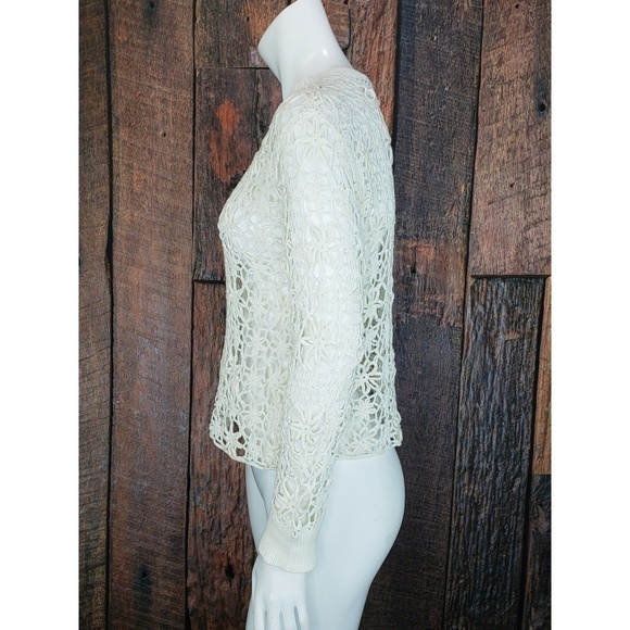 New Wildfox White Crochet Daisy Lane Sweater - Picture 6 of 8
